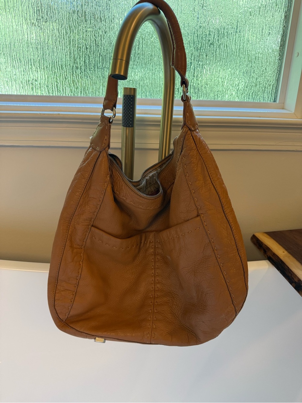 Liebeskind Berlin Cognac Brown Leather Hobo Shoulder Bag Large